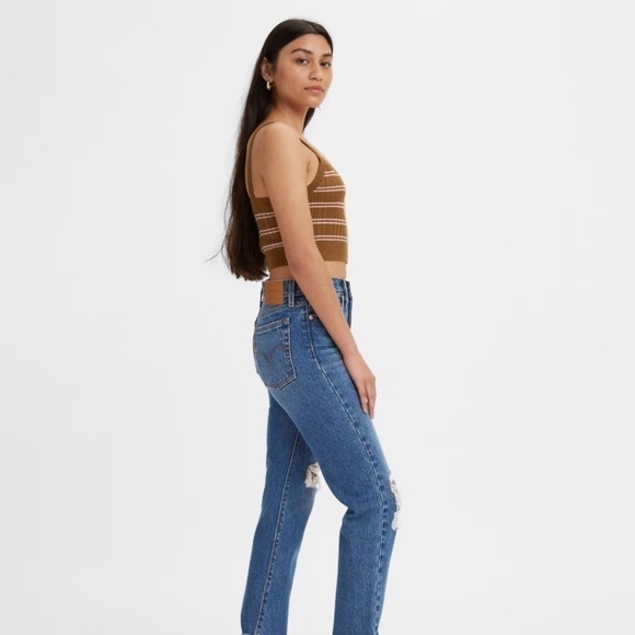 Levi’s Wedgie Button Fly Distressed Denim Jeans - Picture 3 of 13